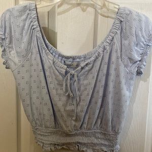 Arizona baby blue eyelet crop top
